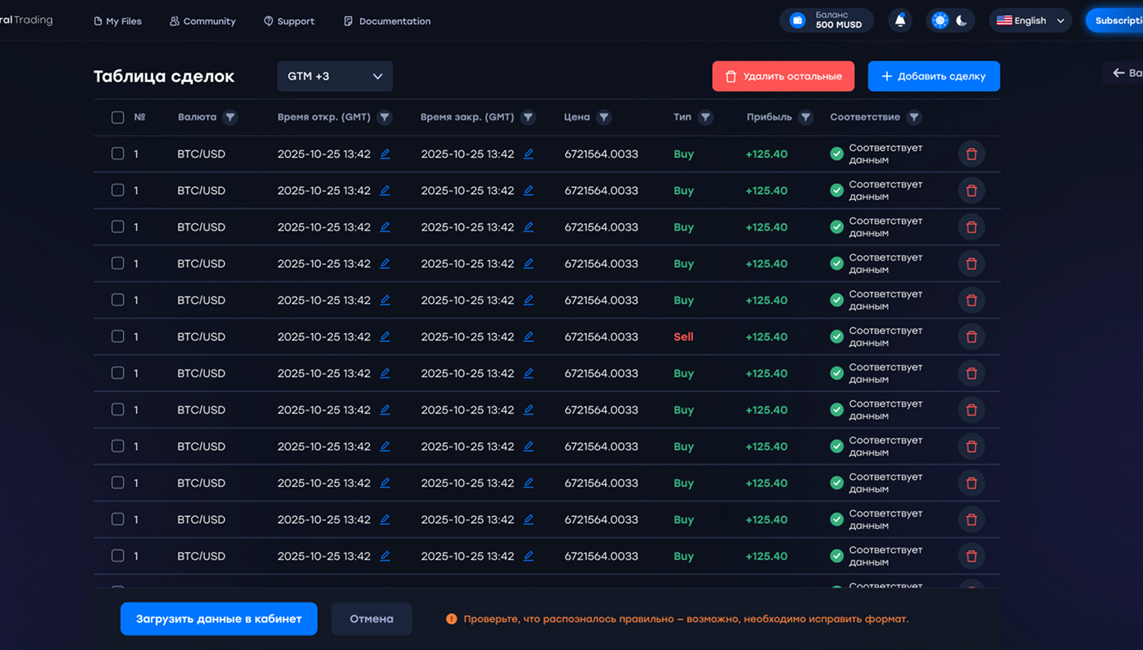 Дополнительный интерфейс — Neural Trading