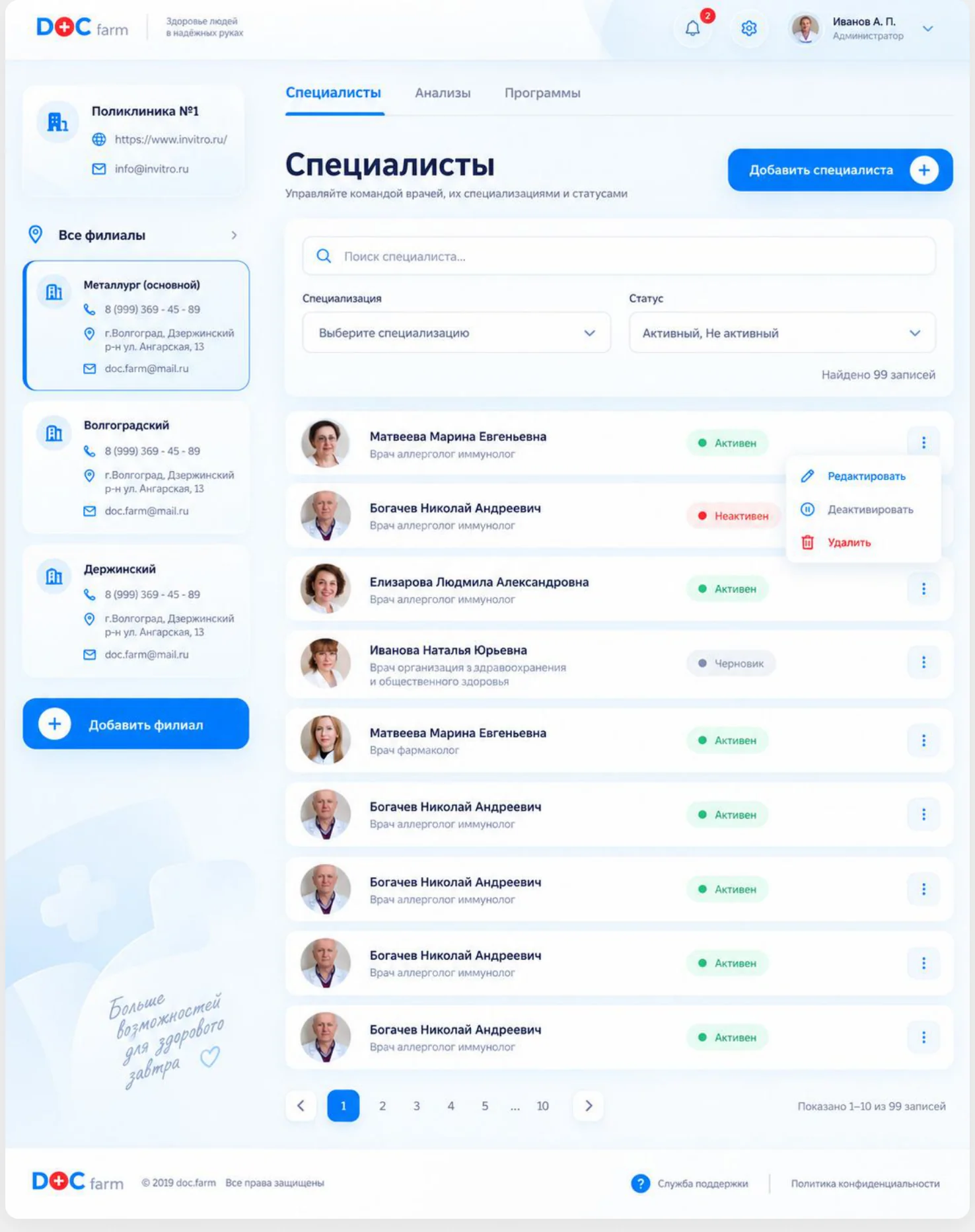 Админ-панель — Doc farm